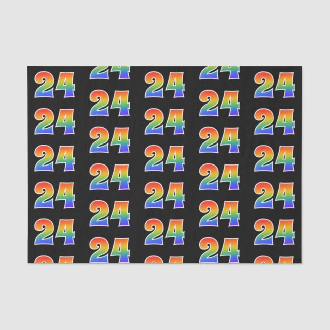 Fun Rainbow Spectrum Pattern "24" Event Number Tissue Paper (Front)