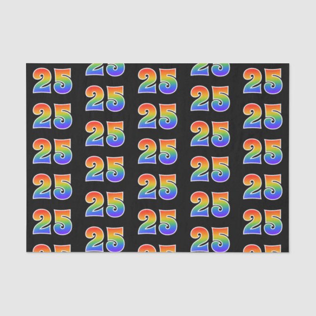 Fun Rainbow Spectrum Pattern "25" Event Number Tissue Paper (Front)