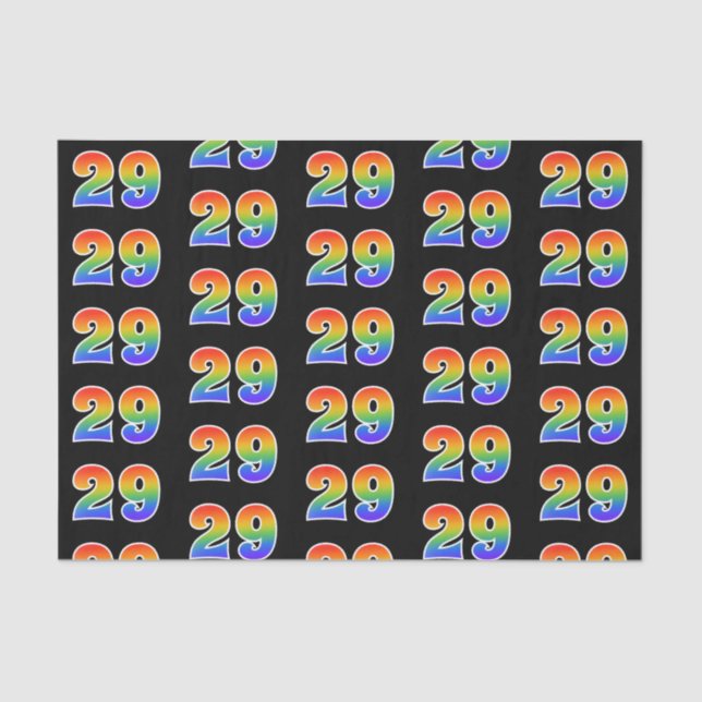 Fun Rainbow Spectrum Pattern "29" Event Number Tissue Paper (Front)