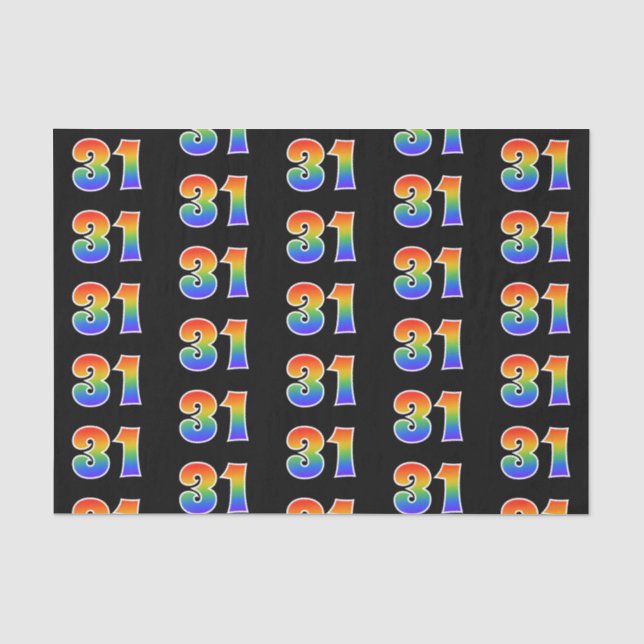 Fun Rainbow Spectrum Pattern "31" Event Number Tissue Paper (Front)