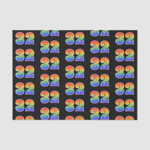 Fun Rainbow Spectrum Pattern "32" Event Number Tissue Paper