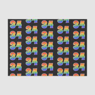 Fun Rainbow Spectrum Pattern "34" Event Number Tissue Paper