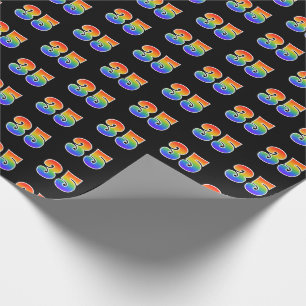 Fun Rainbow Spectrum Pattern "35" Event Number Wrapping Paper