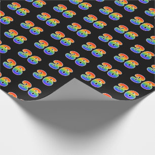 Fun Rainbow Spectrum Pattern "36" Event Number Wrapping Paper