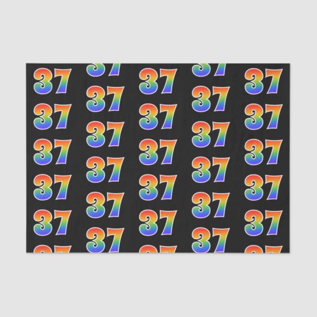 Fun Rainbow Spectrum Pattern "37" Event Number Tissue Paper (Front)