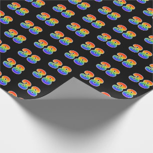 Fun Rainbow Spectrum Pattern "38" Event Number Wrapping Paper