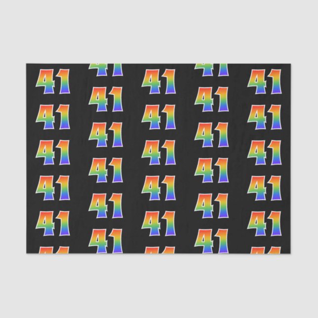 Fun Rainbow Spectrum Pattern "41" Event Number Tissue Paper (Front)