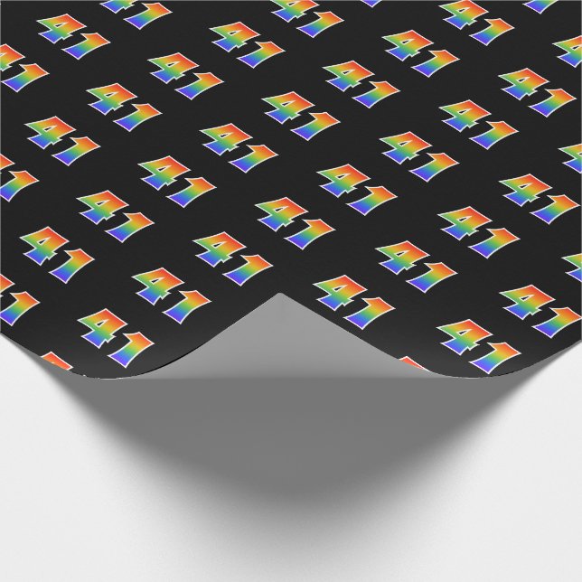 Fun Rainbow Spectrum Pattern "41" Event Number Wrapping Paper (Corner)