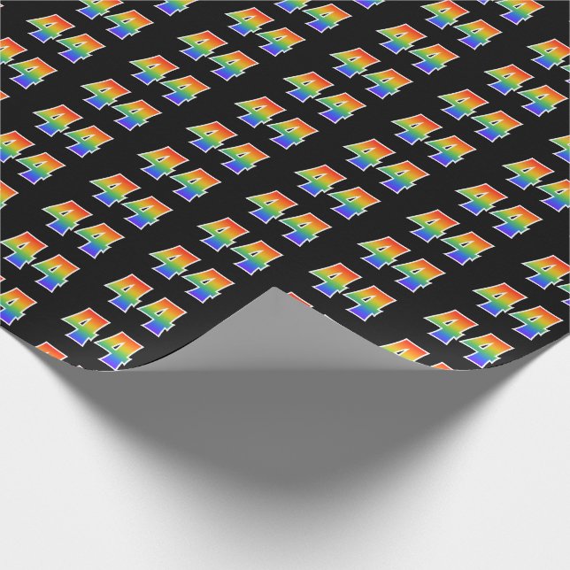 Fun Rainbow Spectrum Pattern "44" Event Number Wrapping Paper (Corner)