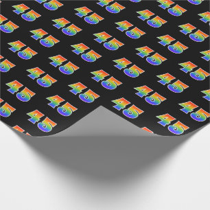Fun Rainbow Spectrum Pattern "45" Event Number Wrapping Paper