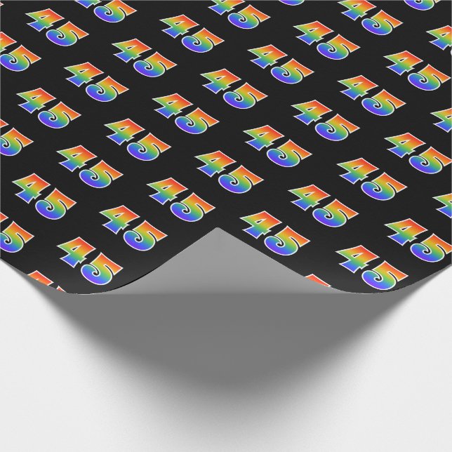 Fun Rainbow Spectrum Pattern "45" Event Number Wrapping Paper (Corner)