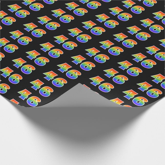 Fun Rainbow Spectrum Pattern "46" Event Number Wrapping Paper (Corner)