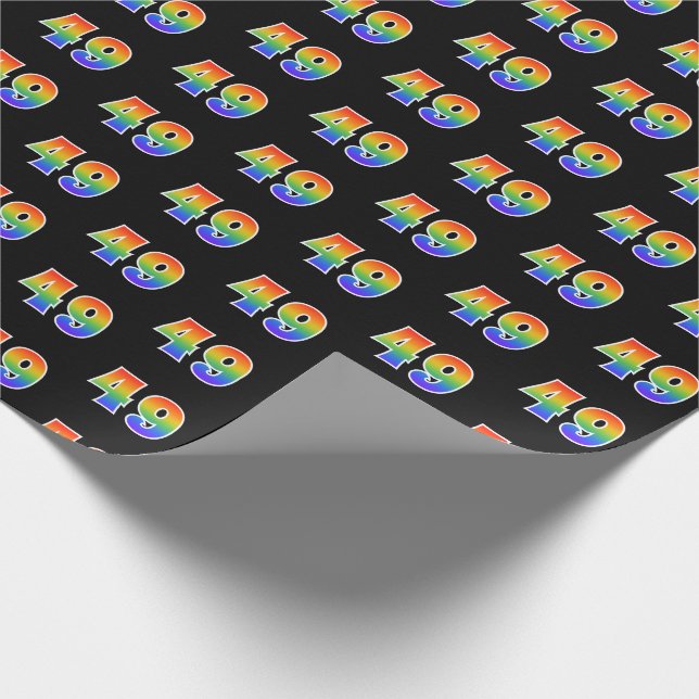 Fun Rainbow Spectrum Pattern "49" Event Number Wrapping Paper (Corner)