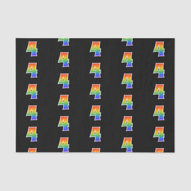 Fun Rainbow Spectrum Pattern "4" Event Number Tissue Paper (Front)