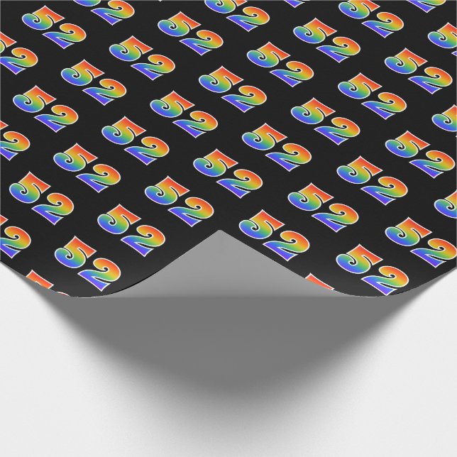 Fun Rainbow Spectrum Pattern "52" Event Number Wrapping Paper (Corner)