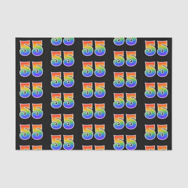 Fun Rainbow Spectrum Pattern "55" Event Number Tissue Paper (Front)