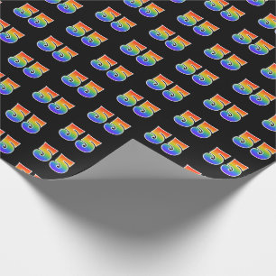 Fun Rainbow Spectrum Pattern "55" Event Number Wrapping Paper