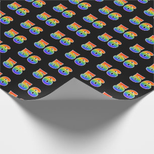 Fun Rainbow Spectrum Pattern "56" Event Number Wrapping Paper