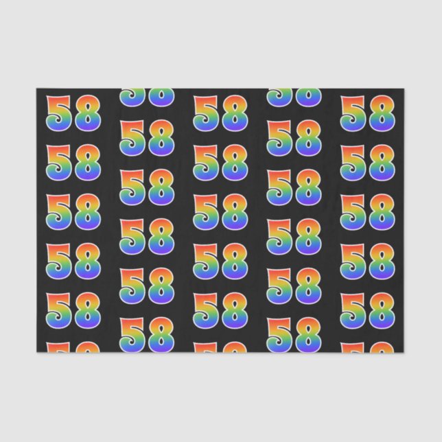 Fun Rainbow Spectrum Pattern "58" Event Number Tissue Paper (Front)