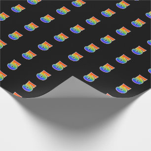 Fun Rainbow Spectrum Pattern "5" Event Number Wrapping Paper