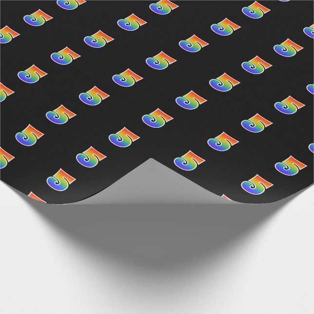 Fun Rainbow Spectrum Pattern "5" Event Number Wrapping Paper (Corner)
