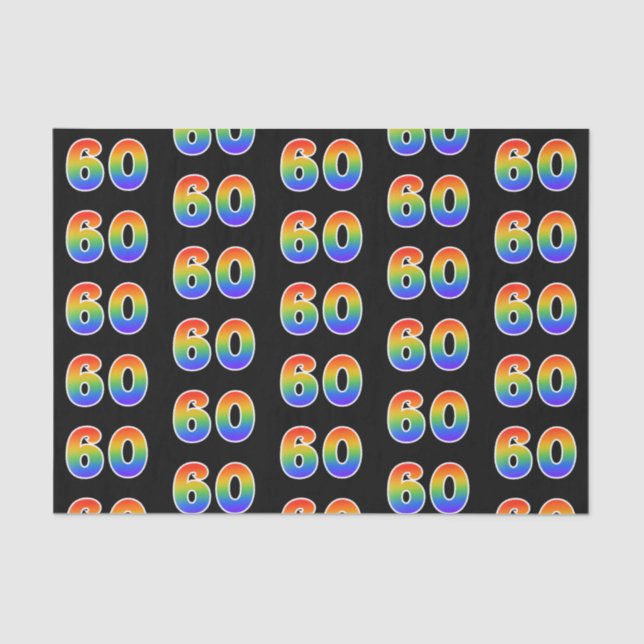 Fun Rainbow Spectrum Pattern "60" Event Number Tissue Paper (Front)