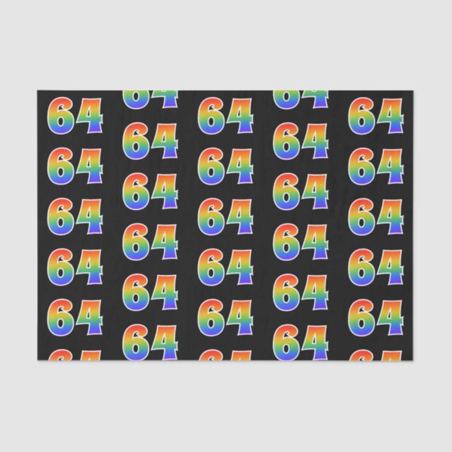 Fun Rainbow Spectrum Pattern "64" Event Number Tissue Paper (Front)
