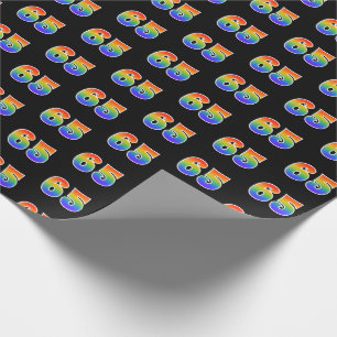 Fun Rainbow Spectrum Pattern "65" Event Number Wrapping Paper