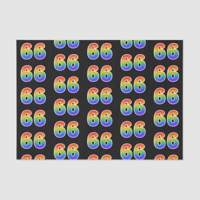 Fun Rainbow Spectrum Pattern "66" Event Number Tissue Paper (Front)