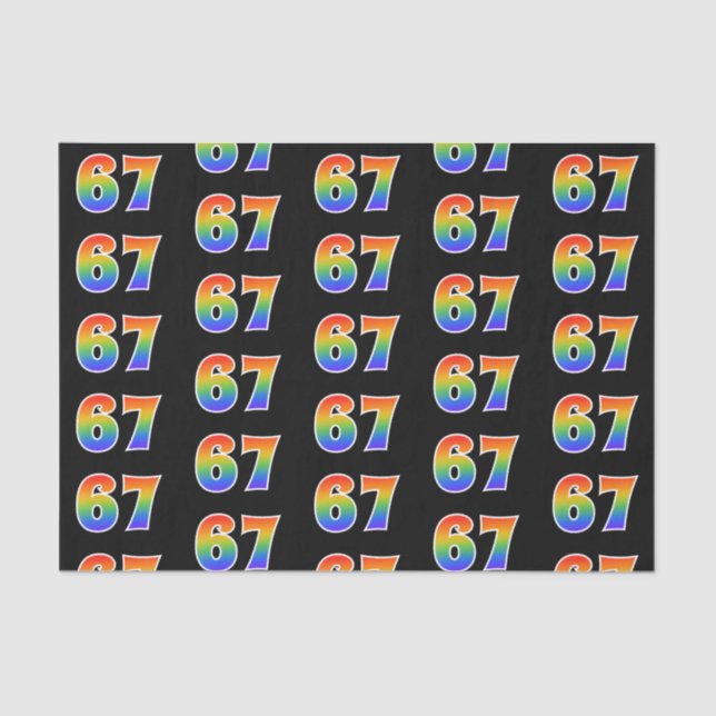 Fun Rainbow Spectrum Pattern "67" Event Number Tissue Paper (Front)