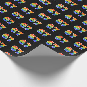 Fun Rainbow Spectrum Pattern "67" Event Number Wrapping Paper