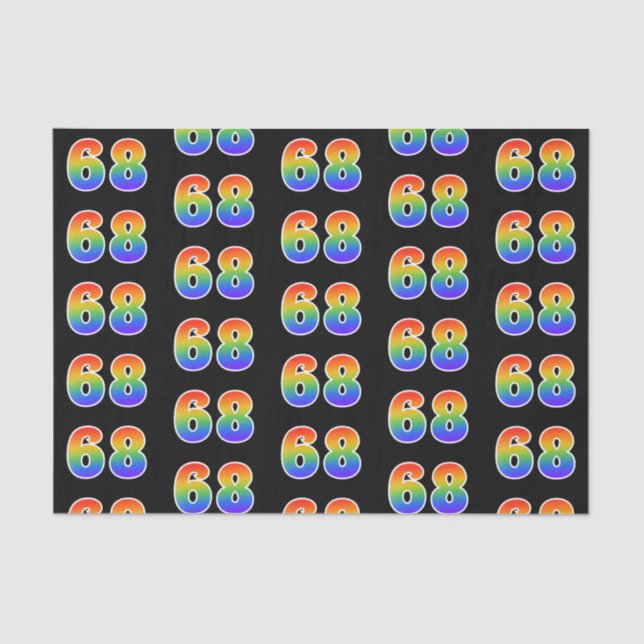 Fun Rainbow Spectrum Pattern "68" Event Number Tissue Paper (Front)
