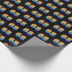 Fun Rainbow Spectrum Pattern "68" Event Number Wrapping Paper