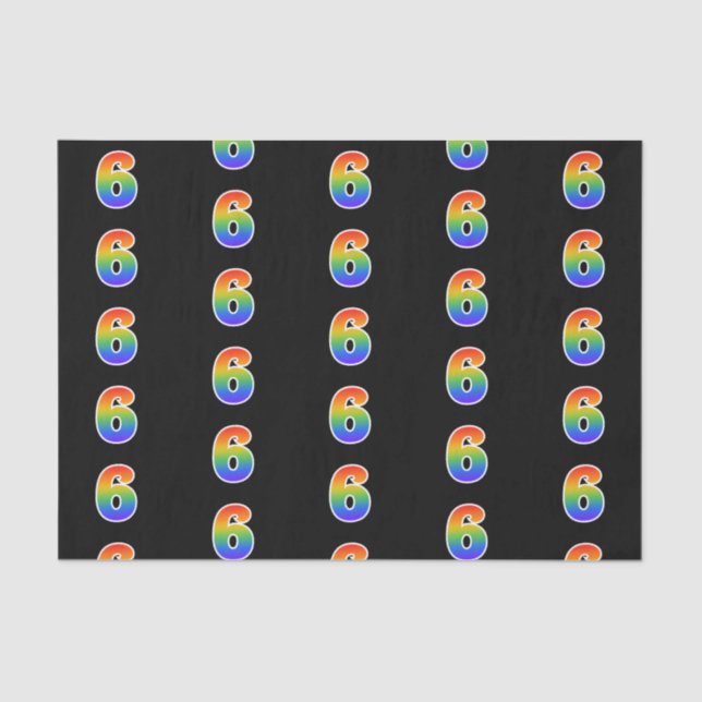 Fun Rainbow Spectrum Pattern "6" Event Number Tissue Paper (Front)
