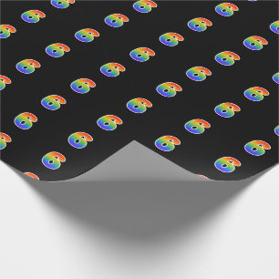Fun Rainbow Spectrum Pattern "6" Event Number Wrapping Paper