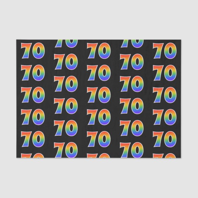 Fun Rainbow Spectrum Pattern "70" Event Number Tissue Paper (Front)