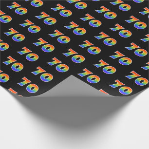 Fun Rainbow Spectrum Pattern "70" Event Number Wrapping Paper