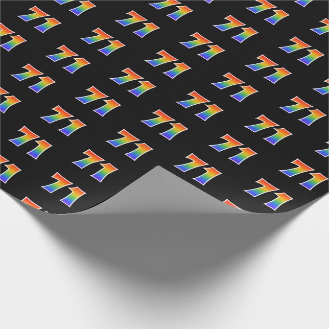 Fun Rainbow Spectrum Pattern "71" Event Number Wrapping Paper (Corner)
