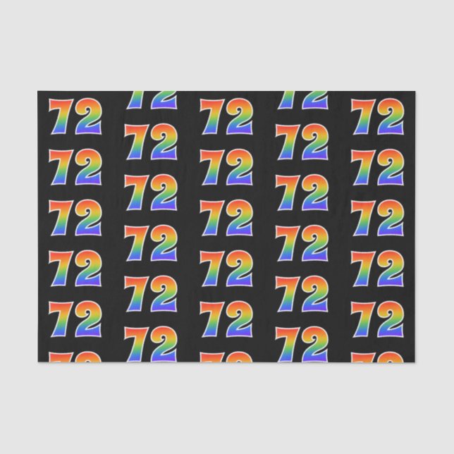 Fun Rainbow Spectrum Pattern "72" Event Number Tissue Paper (Front)
