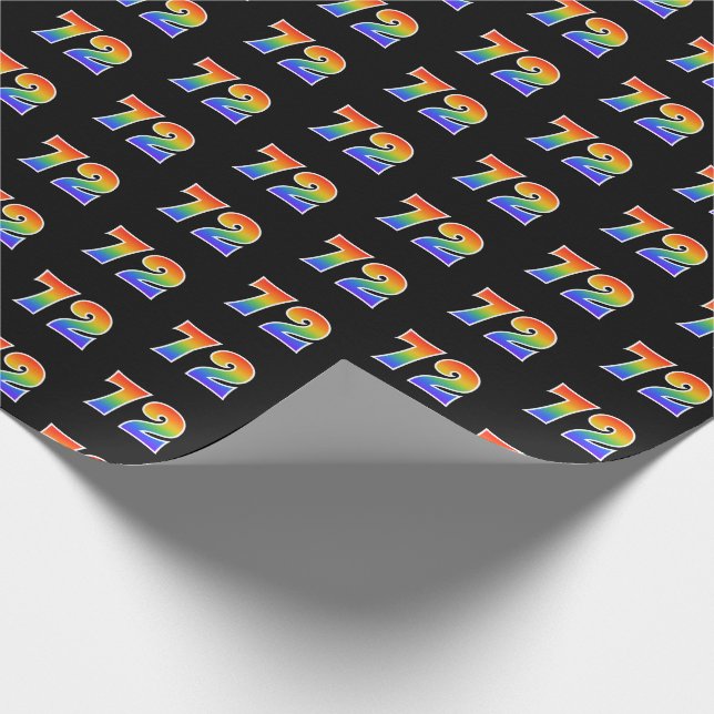 Fun Rainbow Spectrum Pattern "72" Event Number Wrapping Paper (Corner)