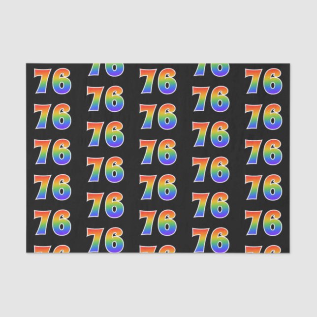 Fun Rainbow Spectrum Pattern "76" Event Number Tissue Paper (Front)