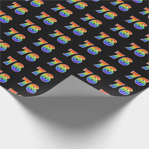 Fun Rainbow Spectrum Pattern "76" Event Number Wrapping Paper