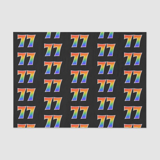 Fun Rainbow Spectrum Pattern "77" Event Number Tissue Paper (Front)