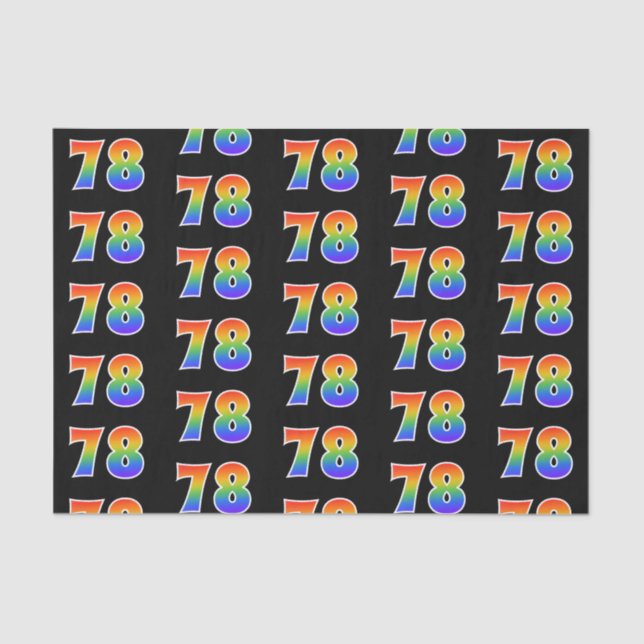 Fun Rainbow Spectrum Pattern "78" Event Number Tissue Paper (Front)