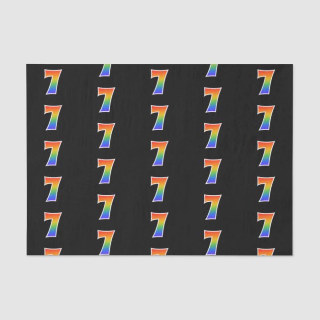 Fun Rainbow Spectrum Pattern "7" Event Number Tissue Paper (Front)