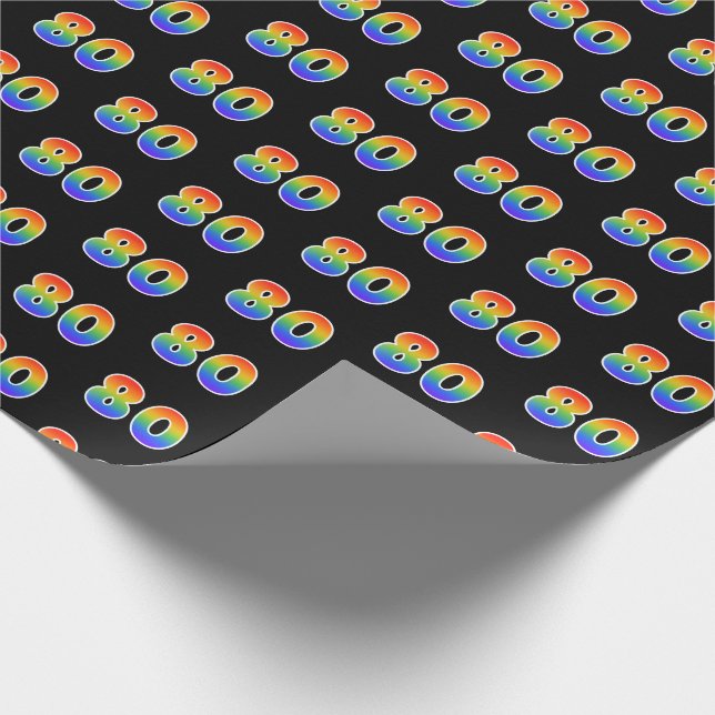 Fun Rainbow Spectrum Pattern "80" Event Number Wrapping Paper (Corner)