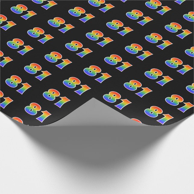 Fun Rainbow Spectrum Pattern "81" Event Number Wrapping Paper (Corner)