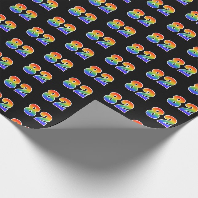 Fun Rainbow Spectrum Pattern "82" Event Number Wrapping Paper (Corner)