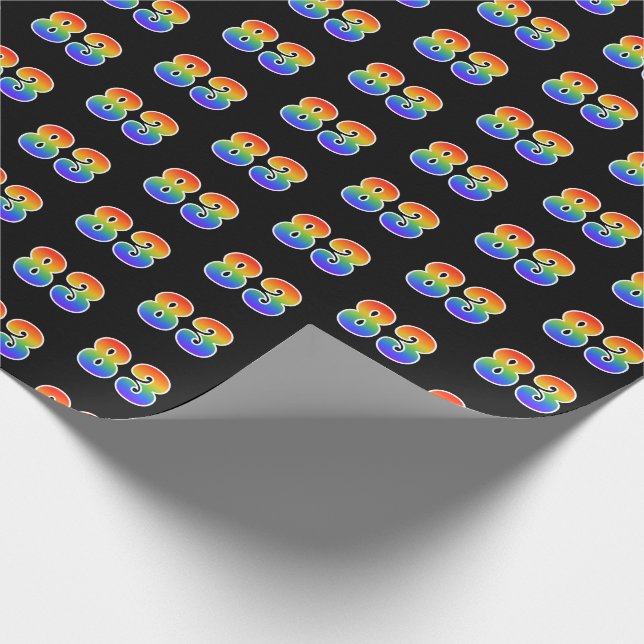 Fun Rainbow Spectrum Pattern "83" Event Number Wrapping Paper (Corner)