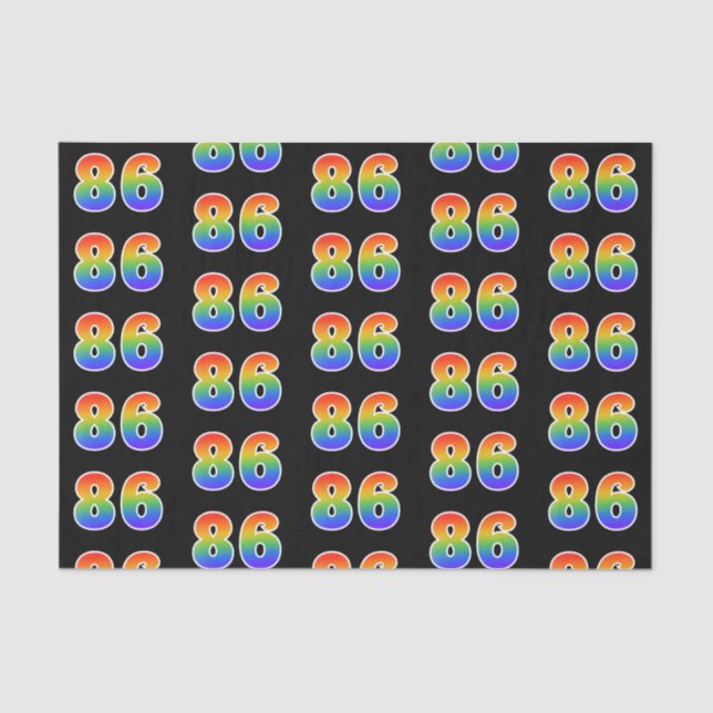 Fun Rainbow Spectrum Pattern "86" Event Number Tissue Paper (Front)